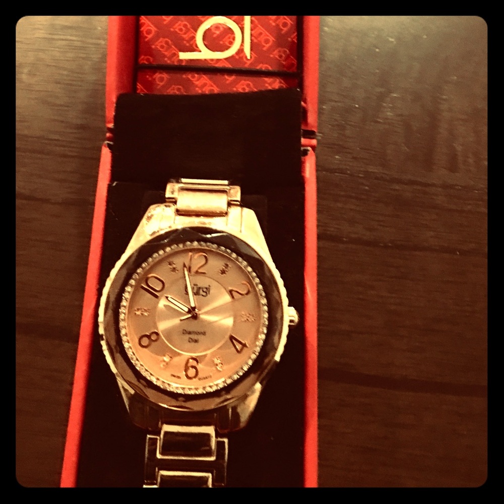 Burgi Stainless Steel Gold Watch